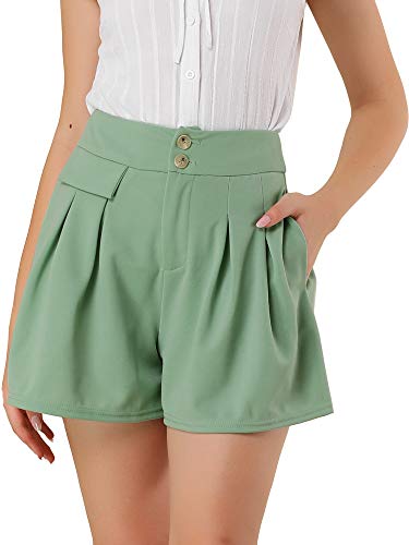 Allegra K Damen Button Front Wide Leg Shorts Hohe Taille a Line Summer Shorts Grün S von Allegra K