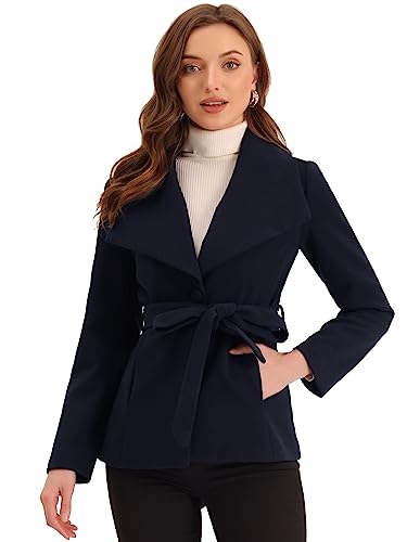 Allegra K Damen Kurzmantel Schal Reverskragen Geknöpfter Wintermantel Mit Schrägen Taschen Und Gürtel Mantel Dunkelblau L Allegra K Damen Kurzmantel Schal Reverskragen Geknöpfter Wintermantel Mit Schrägen Taschen Und Gürtel Mantel Dunkelblau L von Allegra K