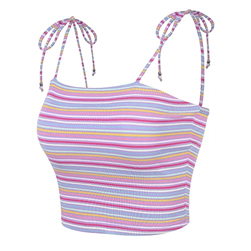 Allegra K Damen Cami Tube Top Tie Spaghettiträger Ärmellos Sommer Crop Tops, Mehrfarbiger Lavendel, Klein von Allegra K