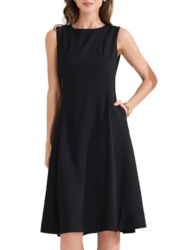 Allegra K Damen Casual Sommer Tank Kleid Rundhals Ärmellos A-Linie Midi Kleider mit Taschen Schwarz M Allegra K Damen Casual Sommer Tank Kleid Rundhals Ärmellos A-Linie Midi Kleider mit Taschen Schwarz M von Allegra K
