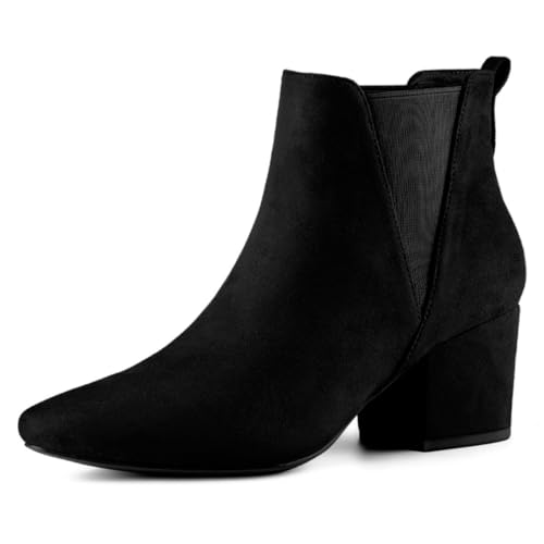 Allegra K Damen-Chelsea-Stiefel mit spitzer Zehenpartie und Blockabsatz Schwarz 39 von Allegra K