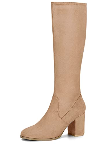 Allegra K Damen Chunky Heel Kniehohe Stiefel, Khaki, 39 EU von Allegra K