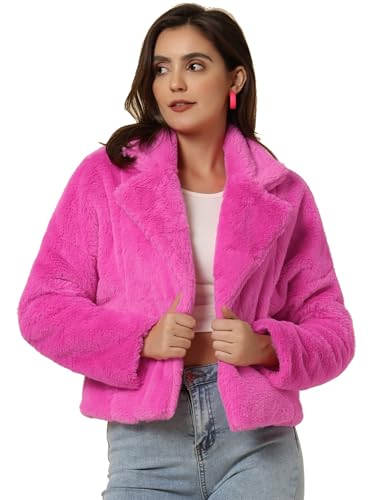 Allegra K Damen Cropped Jacke Fallendem Revers Kunstpelz Flauschiger Mantel Heiß Rosa XS Allegra K Damen Cropped Jacke Fallendem Revers Kunstpelz Flauschiger Mantel Heiß Rosa XS von Allegra K