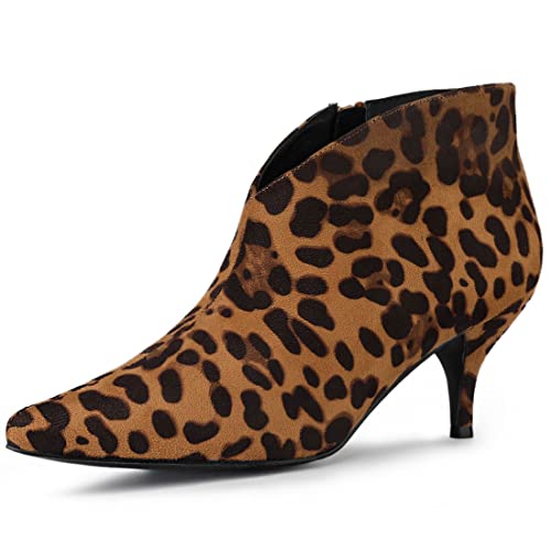 Allegra K Damen Cutout Pointy Toe Stiletto Heels Stiefel Ankle Booties Leopard 37 von Allegra K