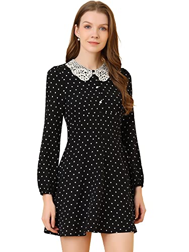 Allegra K Damen Doll Collar Kragen und Langen Ärmeln mit Herz-Print Minikleid Schwarz M Allegra K Damen Doll Collar Kragen und Langen Ärmeln mit Herz-Print Minikleid Schwarz M von Allegra K