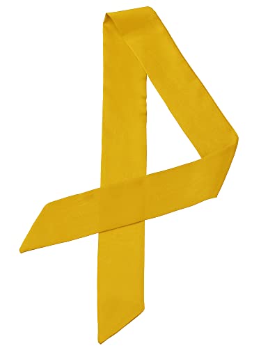 Allegra K Damen Dünner Schal einfarbig reine lange Schals Halstuch Gelb 90 * 5cm/35.43 * 1.97 inches(L*W) von Allegra K