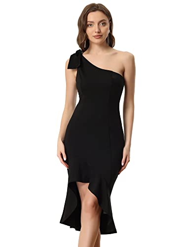 Allegra K Damen Eine Schulter Cocktailkleid Elegant Figurbetont Fischschwanzsaum Minikleid Schwarz S von Allegra K