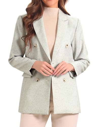 Allegra K Damen Einknopf-Blazer Revers Langarm Jacke Arbeit Business Blazer mit Taschen Grau XS von Allegra K