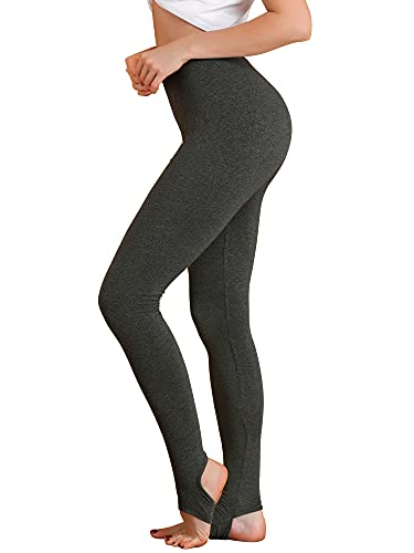 Allegra K Damen Elastisch Hosenbund Einfarbig Stirrup Leggings Hose Dunkelgrau M von Allegra K