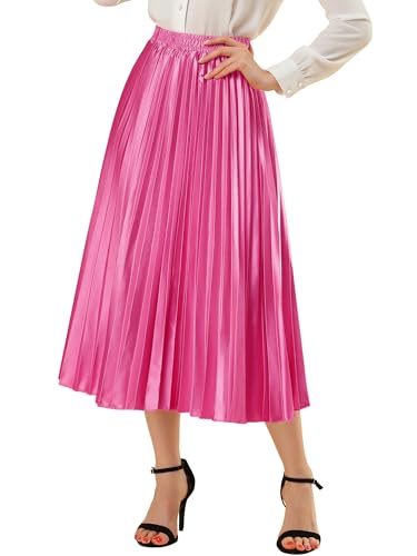 Allegra K Damen-Faltenrock, Midi-Länge, elastisch, hohe Taille, A-Linie, metallische Raffung, Partyröcke, Rosenrot, Klein Allegra K Damen-Faltenrock, Midi-Länge, elastisch, hohe Taille, A-Linie, metallische Raffung, Partyröcke, Rosenrot, Klein von Allegra K