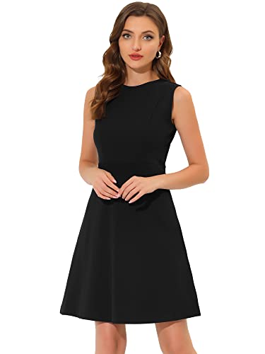 Allegra K Damen Ärmellos Elegant Kleid A Linie Elegant Bürokleid Business Minikleid Schwarz S von Allegra K