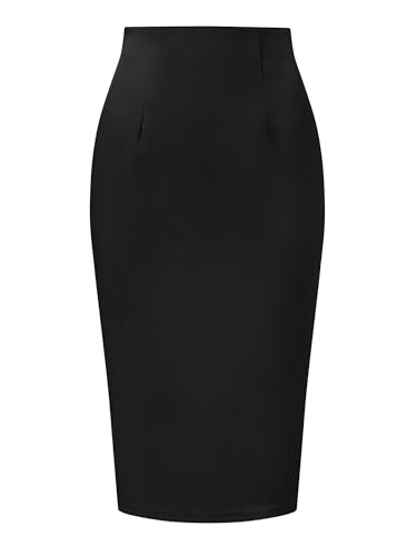 Allegra K Damen Eleganter Bleistiftrock Figurbetonte Mit Hohem Bund Und Geteiltem Saum Business Röcke Schwarz XS von Allegra K