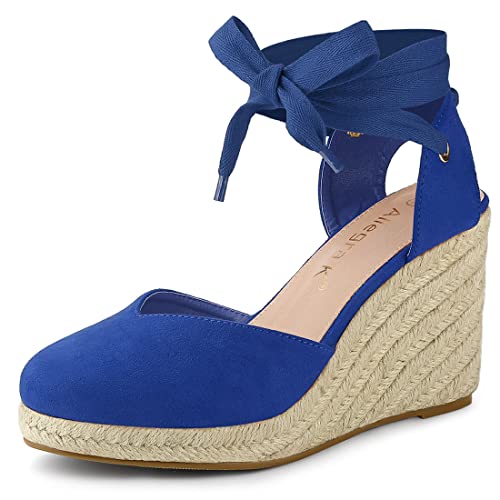 Allegra K Damen Espadrille Platform Wedge Heel Schnürsandalen Königsblau 39 von Allegra K