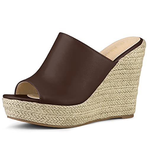 Allegra K Damen Espadrille Wedges Plateau Pantoletten Kaffee 40 von Allegra K