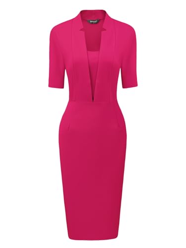Allegra K Damen Etuikleid Kurzarm Figurbetont V-Ausschnitt Arbeit Büro Midikleid Minikleid Fushcia XS Allegra K Damen Etuikleid Kurzarm Figurbetont V-Ausschnitt Arbeit Büro Midikleid Minikleid Fushcia XS von Allegra K