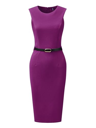 Allegra K Damen Etuikleid Mit Gürtel, Ärmellose, Lässige Bürokleider Mit Rundhalsausschnitt Lila M Allegra K Damen Etuikleid Mit Gürtel, Ärmellose, Lässige Bürokleider Mit Rundhalsausschnitt Lila M von Allegra K