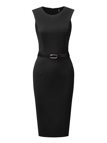 Allegra K Damen Etuikleid Mit Gürtel, Ärmellose, Lässige Bürokleider Mit Rundhalsausschnitt Schwarz L Allegra K Damen Etuikleid Mit Gürtel, Ärmellose, Lässige Bürokleider Mit Rundhalsausschnitt Schwarz L von Allegra K