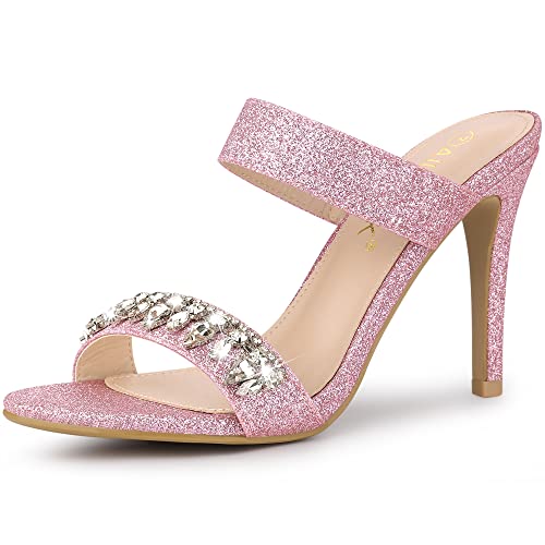 Allegra K Damen Glitter Strass Stiletto Heels Sandalen Rosa 38 von Allegra K