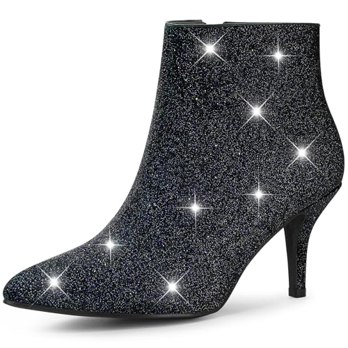 Allegra K Damen Glitzer Spitze Zehen Stiletto Absatz Stiefeletten, Schwarz , 38 EU Allegra K Damen Glitzer Spitze Zehen Stiletto Absatz Stiefeletten, Schwarz , 38 EU von Allegra K