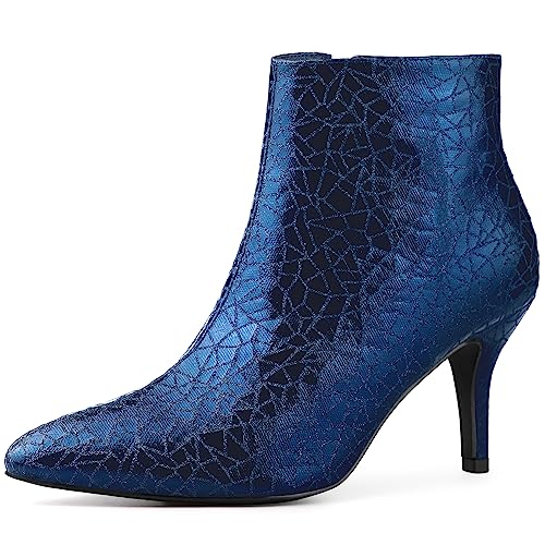 Allegra K Damen Glitzer Stiefeletten mit spitzer Zehenpartie und Stilettoabsatz Blau 41 von Allegra K