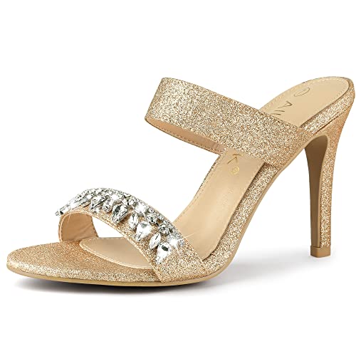 Allegra K Damen Glitzer Strass Stiletto Heels Sandalen, Gold (gold), 39 EU von Allegra K