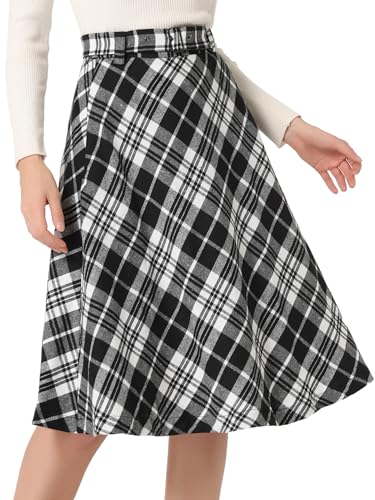 Allegra K Damen Kariert Rock Schottenrock Knielang A Linie High Waist Colorblock Midirock Schwarze XS Allegra K Damen Kariert Rock Schottenrock Knielang A Linie High Waist Colorblock Midirock Schwarze XS von Allegra K