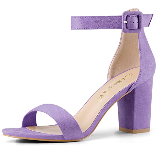 Allegra K Damen High Chunky Heel Schnalle Knöchelriemchen Sandalen, Violett (violett), 40.5 EU von Allegra K