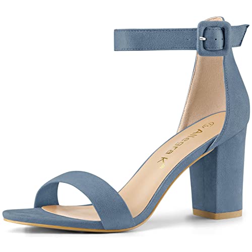 Allegra K Damen High Chunky Heel Schnalle Knöchelriemen Sandalen, Haze Blue, 36 EU von Allegra K