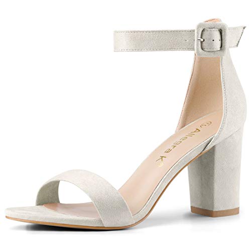 Allegra K Damen High Chunky Heel Schnalle Knöchelriemen Sandalen Grau 38 von Allegra K