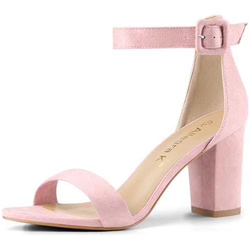 Allegra K Damen High Chunky Heel Schnalle Knöchelriemen Sandalen Hellrosa 38 von Allegra K