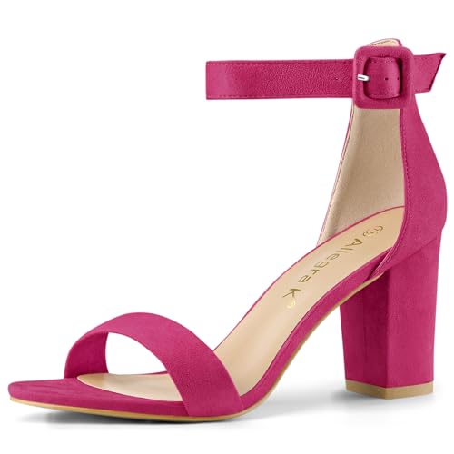 Allegra K Damen High Chunky Heel Schnalle Knöchelriemen Sandalen Pink 35 von Allegra K