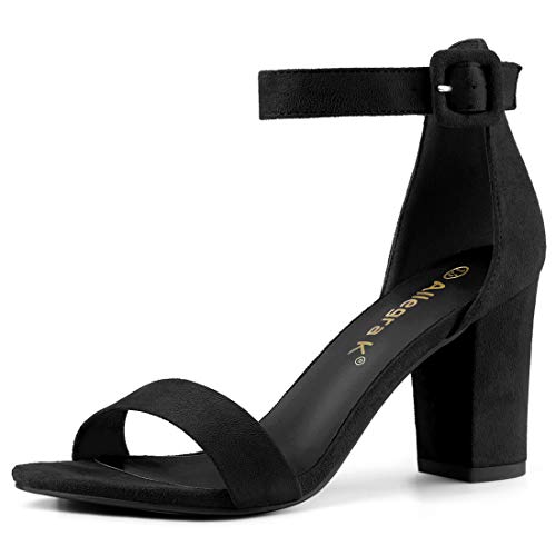 Allegra K Damen High Chunky Heel Schnalle Knöchelriemen Sandalen Schwarz 44 von Allegra K