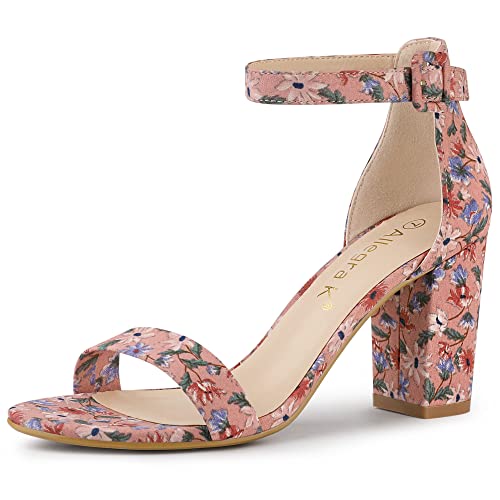Allegra K Damen High Heels Knöchelriemen Chunky Heel Sandalen, rose, 43 EU von Allegra K