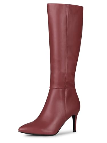 Allegra K Damen High Heels Spitz Zehe Stiletto Heel Kniehohe Stiefel, Burgunder, 38.5 EU Allegra K Damen High Heels Spitz Zehe Stiletto Heel Kniehohe Stiefel, Burgunder, 38.5 EU von Allegra K