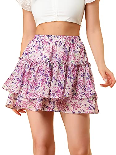Allegra K Damen Blumenrock Sommer Hoher Taille A Linie Ruffle Layered Kurz Minirock Rock Rosa Lila S Allegra K Damen Blumenrock Sommer Hoher Taille A Linie Ruffle Layered Kurz Minirock Rock Rosa Lila S von Allegra K