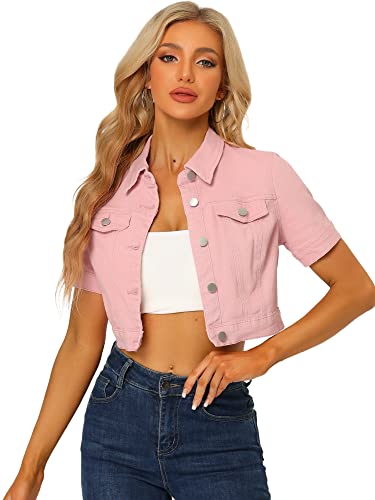 Allegra K Damen Jeansjacke Kurzarm Kurz Cropped Jeansjacken Knopfleiste Crop Jacket Kurze Denim Jacke Rosa M Allegra K Damen Jeansjacke Kurzarm Kurz Cropped Jeansjacken Knopfleiste Crop Jacket Kurze Denim Jacke Rosa M von Allegra K
