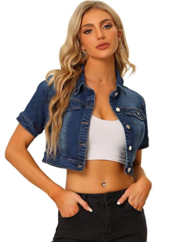 Allegra K Damen Jeansjacke Kurzarm Kurz Cropped Jeansjacken Knopfleiste Crop Jacket Kurze Denim Jacke Dunkel Blau XL Allegra K Damen Jeansjacke Kurzarm Kurz Cropped Jeansjacken Knopfleiste Crop Jacket Kurze Denim Jacke Dunkel Blau XL von Allegra K