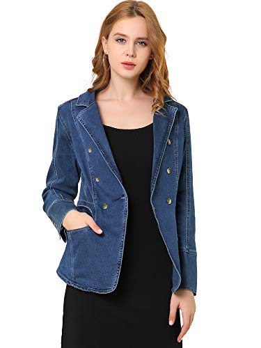 Allegra K Damen Jeans Jacke Revers Langarm Work Office Jeansjacke Taschen Denim Blazer Dunkelblau L Allegra K Damen Jeans Jacke Revers Langarm Work Office Jeansjacke Taschen Denim Blazer Dunkelblau L von Allegra K