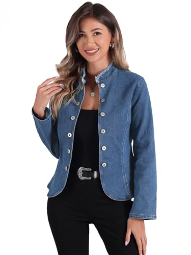 Allegra K Damen Jeansjacken Kragenlos Vorne Offen Jeans Blazer Blau M Allegra K Damen Jeansjacken Kragenlos Vorne Offen Jeans Blazer Blau M von Allegra K