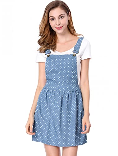Allegra K Damen Jeanskleid mit verstellbaren Trägern im Mini-Jeans-JeanskleidHellblaue Punkte L Allegra K Damen Jeanskleid mit verstellbaren Trägern im Mini-Jeans-JeanskleidHellblaue Punkte L von Allegra K