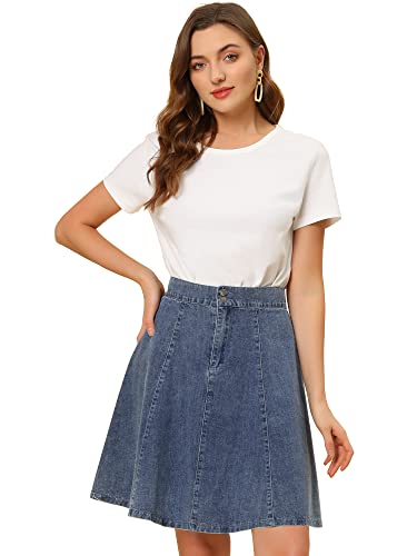 Allegra K Damen Jeansrock A-Linie Hoher Taille Plissiert Lässig Elegant Denim Rock Hellblau L Allegra K Damen Jeansrock A-Linie Hoher Taille Plissiert Lässig Elegant Denim Rock Hellblau L von Allegra K