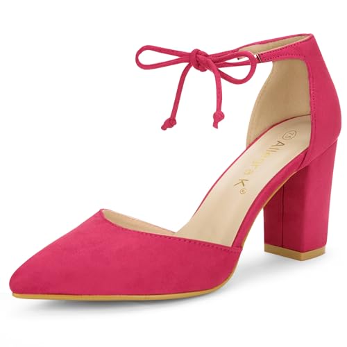 Allegra K Damen Pumps mit spitzer Zehenpartie und Schnürung Rosa 37 von Allegra K