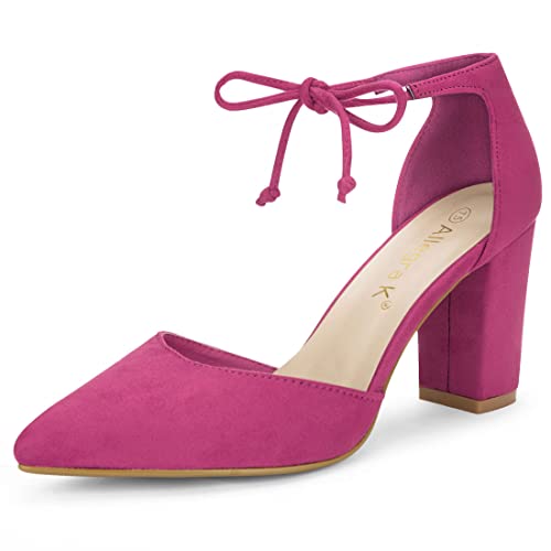 Allegra K Damen Pumps mit spitzer Zehenpartie und Schnürung Rosa 40 von Allegra K