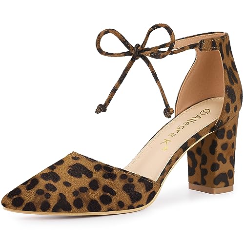 Allegra K Damen Knöchel Tie Point Toe Kleid Pumps, Leopard, 40.5 EU von Allegra K
