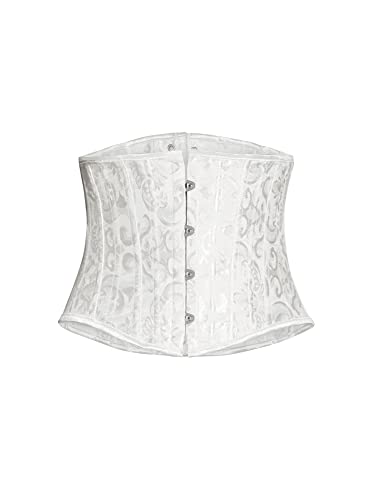 Allegra K Damen Sexy Lace-Up Stahl Schnürkorsett Retro Shaper Bustier Crop Top Weiß XS von Allegra K