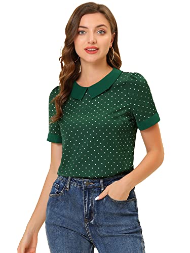 Allegra K Damen Kurzarm Bubikragen Punkte Oberteil Vintage Polka Dots Elegant Top Bluse Grün XXL Allegra K Damen Kurzarm Bubikragen Punkte Oberteil Vintage Polka Dots Elegant Top Bluse Grün XXL von Allegra K