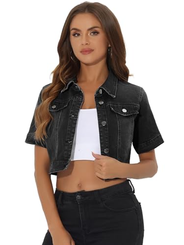 Allegra K Damen Jeansjacke Kurzarm Kurz Cropped Jeansjacken Knopfleiste Crop Jacket Kurze Denim Jacke Schwarz S Allegra K Damen Jeansjacke Kurzarm Kurz Cropped Jeansjacken Knopfleiste Crop Jacket Kurze Denim Jacke Schwarz S von Allegra K