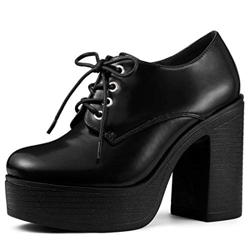 Allegra K Damen Plateau High Chunky Heel Stiefeletten Schwarz 40 von Allegra K