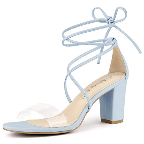 Allegra K Damen Sandalen mit klarem Absatz und Blockabsatz zum Schnüren Blau 38 von Allegra K