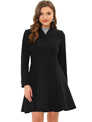 Allegra K Damen Mantel Langarm A-Linie Rüschen Einreihiger Elegant Knopfleiste Wintermantel Schwarz XS Allegra K Damen Mantel Langarm A-Linie Rüschen Einreihiger Elegant Knopfleiste Wintermantel Schwarz XS von Allegra K